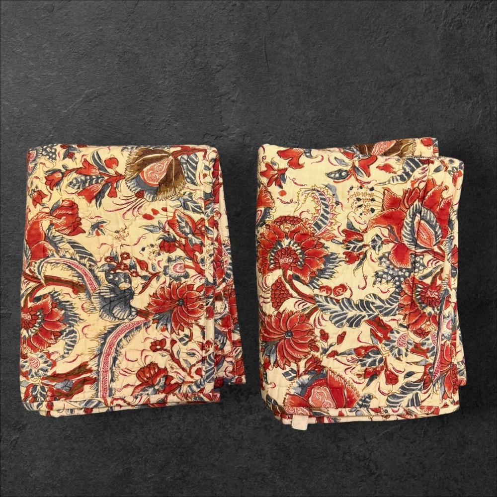 Pottery Barn Jordan Palampore Standard Quilted Pillow Shams Set of 2 Red Blue - Picture 7 of 7
